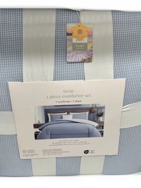 Peri Floral Twin Blue and White Twin Comforter Set 68”x90”